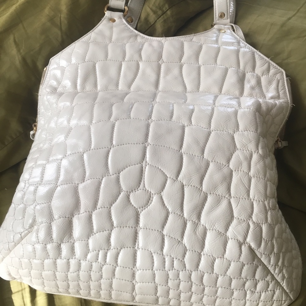 SOLD YSL Tribute, white patent leather